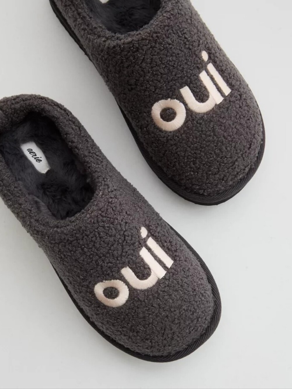 Aerie 🛍Buy2Get1 FREE🛍 MIX&Match Sherpa Scuff Slippers - Grey Shadow